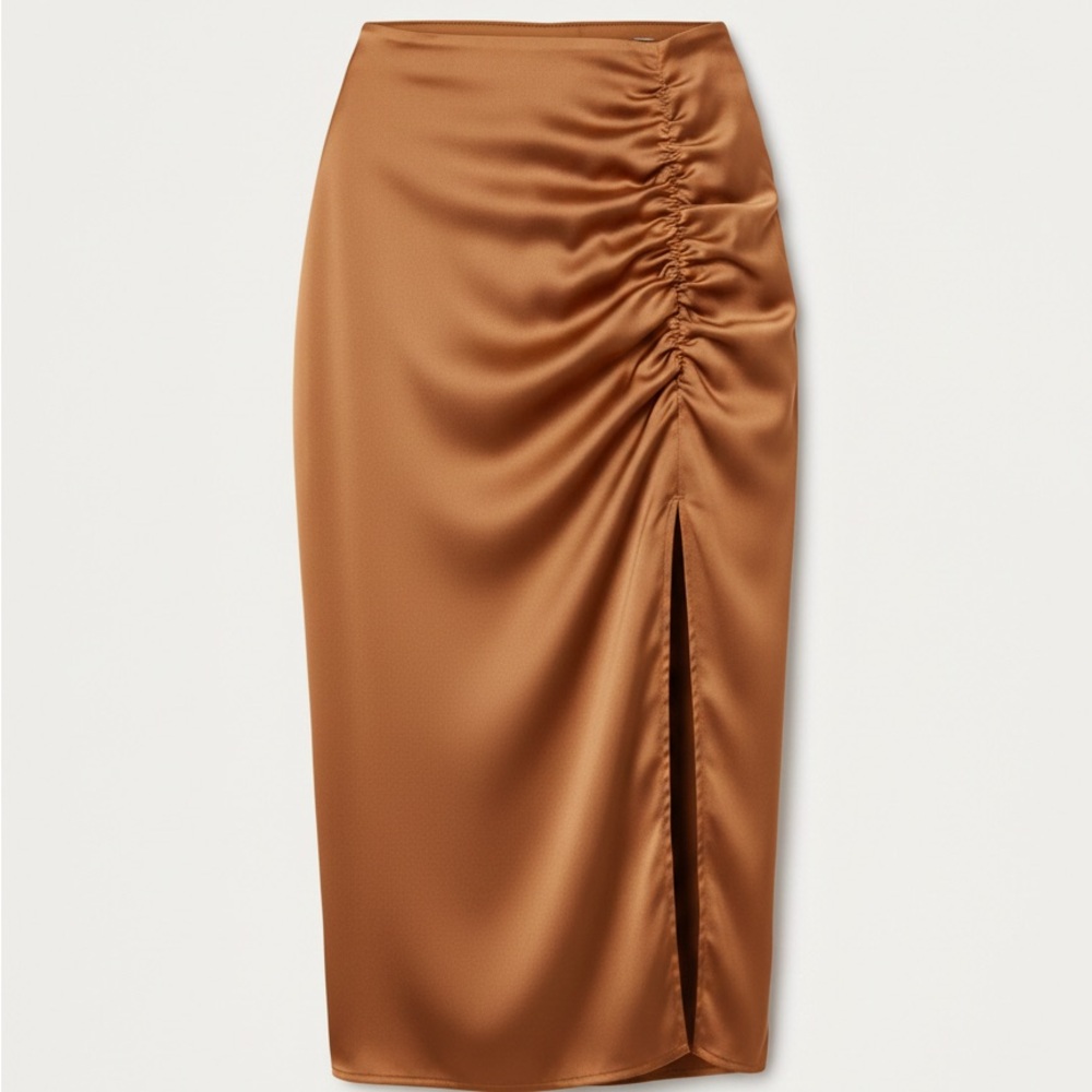 A&F Satin Rust Midaxi Skirt